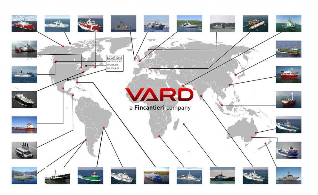 Vard Marine clients world map and vessels owned by specific clients